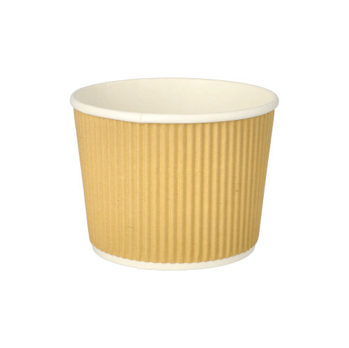 20 x 25 Suppenbecher, Pappe rund 520 ml Ø 11 cm · 8,4 cm braun/weiss Ripple Wall