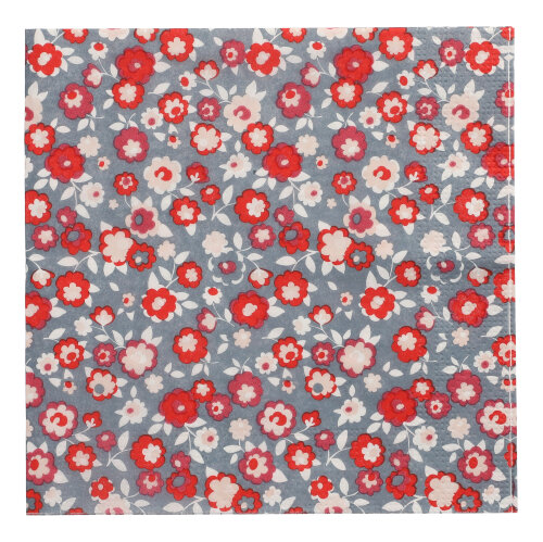 20 Servietten, 3-lagig 1/4-Falz 33 cm x 33 cm "Liberty Rouge"