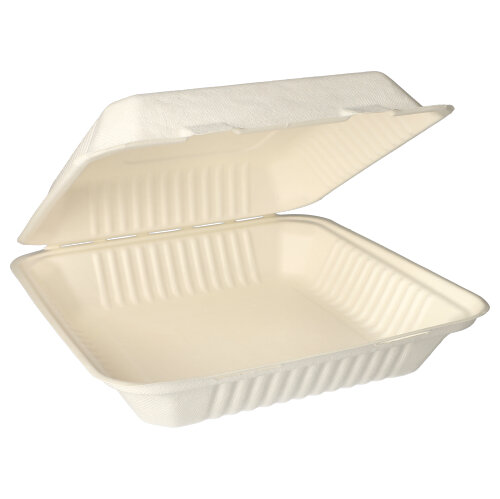 300 Menüboxen, Zuckerrohr "pure" ungeteilt 8 cm x 25,5 cm x 25,5 cm