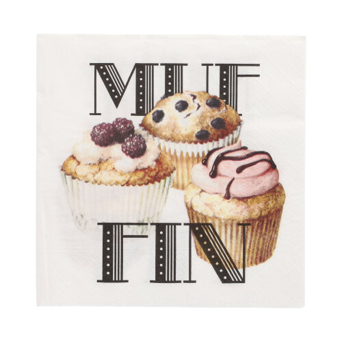 20 Servietten, 3-lagig 1/4-Falz 33 cm x 33 cm "Muffin"