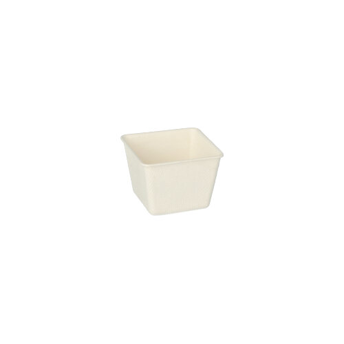 10 x 50 Fingerfood - Schalen, Zuckerrohr "pure" eckig 50 ml 3,8 cm x 4,6 cm x 4,6 cm weiss