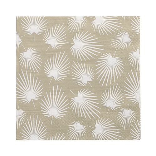 30 Servietten, 3-lagig 1/4-Falz 33 cm x 33 cm "White Leaves"