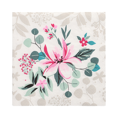 20 Servietten, 3-lagig 1/4-Falz 33 cm x 33 cm "Rosalie"