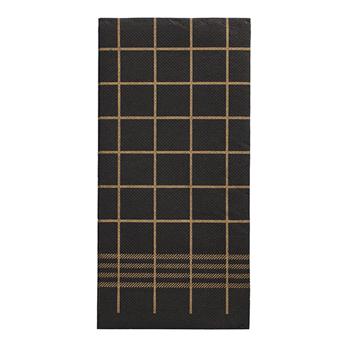 30 Servietten, 2-lagig "PUNTO" 1/8-Falz 39 cm x 40 cm schwarz/gold "Kitchen Towel"