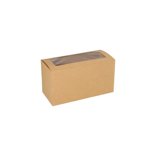 4 x 25 Cupcake-Kartons eckig 10 cm x 18,5 cm x 8,5 cm mit Sichtfenster aus PLA