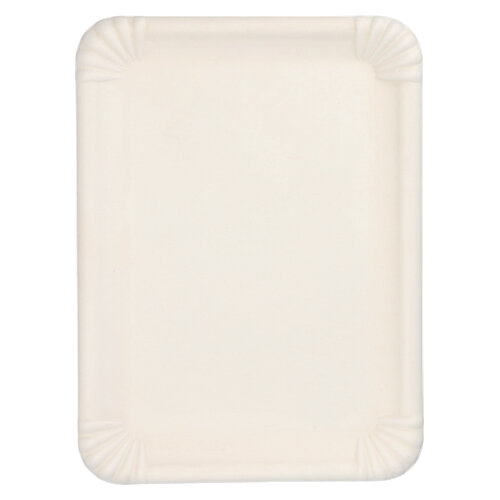 20 x 6 Servierplatten, Zuckerrohr "pure" eckig 26 cm x 35 cm weiss