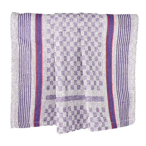 10 x 10 Geschirrtücher 90 cm x 45 cm weiß/violett Grubentuch