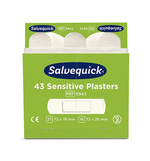 10 x 6 Set "Cederroth" Salvequick Sensitive Pflaster (43 Stück) weiss , Refill