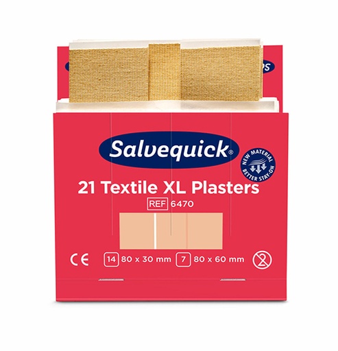 10 x 6 Set "Cederroth" Salvequick Textil Pflaster XL (21 Stück) braun , Refill
