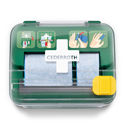 6 x "Cederroth" Soft Foam Bandage Spender 2-in-1 12,3 cm x 13,8 cm x 14,2 cm grün