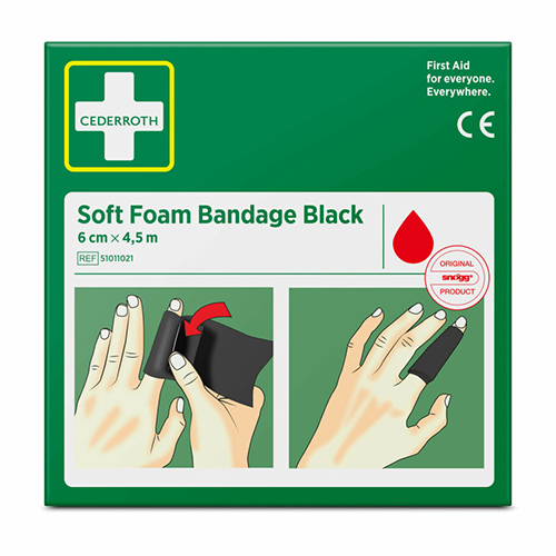 10 x "Cederroth" Soft Foam Bandage 4,5 m x 6 cm schwarz , Refill