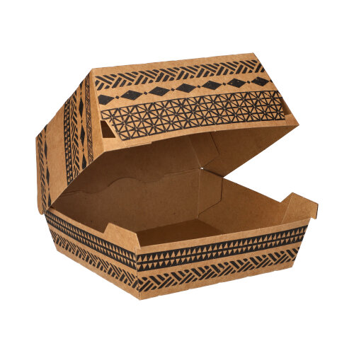 320 Burgerboxen, Pappe 7,8 cm x 11 cm x 11,5 cm braun "Maori" groß