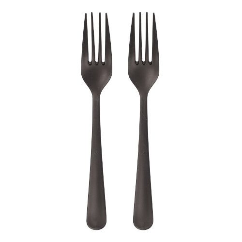 6 x 100 "Circulware" Mehrweg-Gabeln PP-MF 19 cm schwarz "Gaia" extra stabil, in Spenderbox