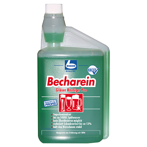 8 x "Dr. Becher" Becharein Gläserreiniger Pro 1 l grün in Dosierflasche