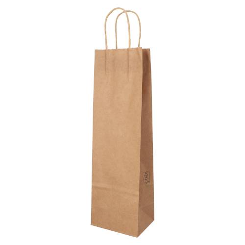 16 x 25 Flaschentragetasche, Papier 40 cm x 12 cm x 9,5 cm braun mit gedrehtem Tragegriff