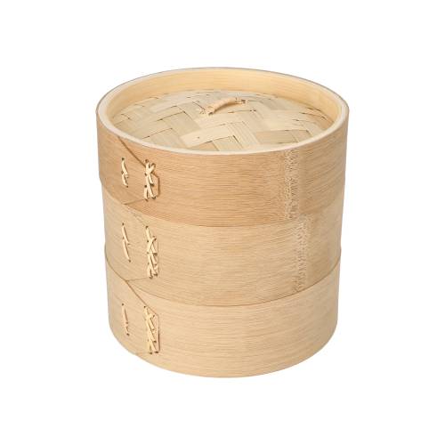 16 x Dampfgarer Bambus "ASIA" Ø 15 cm · 13,5 cm 3-teilig