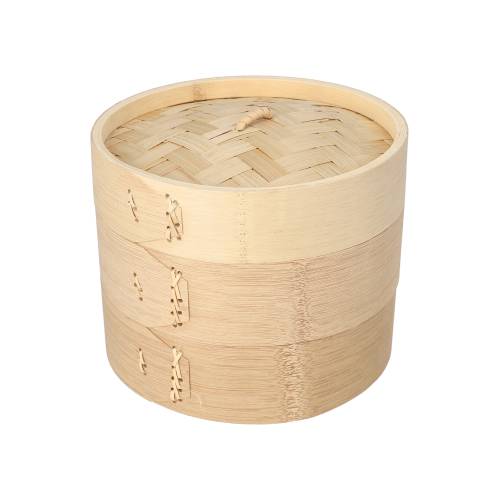 8 x Dampfgarer Bambus "ASIA" Ø 18 cm · 13,5 cm 3-teilig