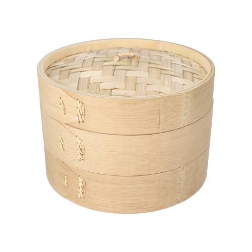 8 x Dampfgarer Bambus "ASIA" Ø 21 cm · 13,5 cm 3-teilig