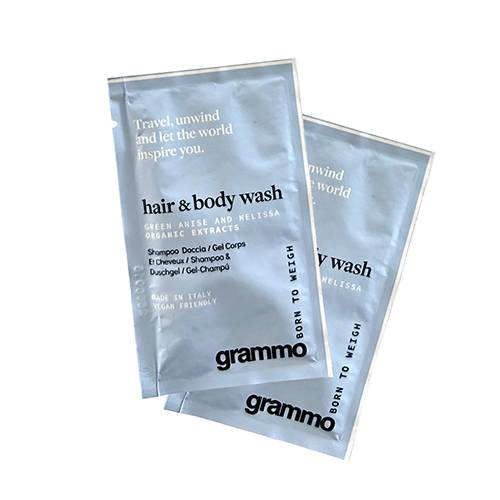 300 Duschgel & Shampoo Sachets 10 ml 10 cm x 6 cm "Grammo"