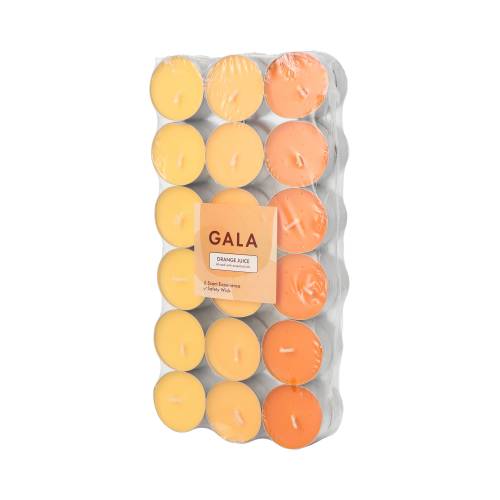 8 x 36 "GALA" Duftlichte Ø 3,8 cm · 1,7 cm orange - Orange Juice "Ton in Ton"