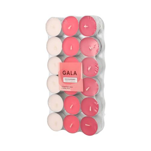 8 x 36 "GALA" Duftlichte Ø 3,8 cm · 1,7 cm weinrot - Wild Raspberry "Ton in Ton"