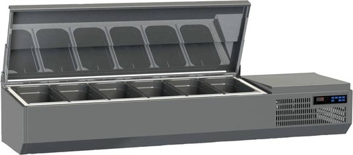K+T Kühlaufsatz mit CNS-Deckel für 6 x GN 1/4, Behältertiefe 150 mm, steckerfertig