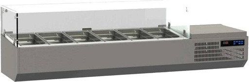 K+T Kühlaufsatz mit Glasaufsatz für 6 x GN 1/4, Behältertiefe 150 mm, steckerfertig