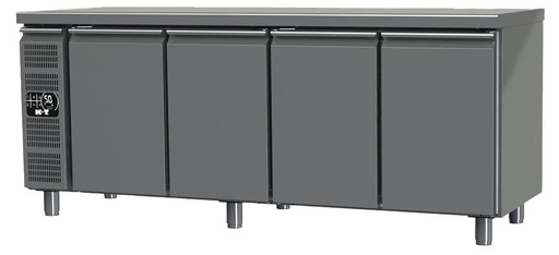 K+T Kühltisch GN 2/3, Korpushöhe 700 mm, abgekantete Arbeitsplatte, 4 Abteile, Zentralkühlung