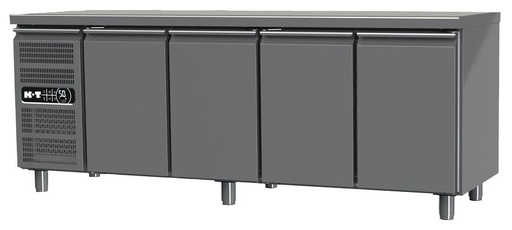 K+T Kühltisch GN 1/1, Korpushöhe 650 mm, abgekantete Arbeitsplatte, 4 Abteile, steckerfertig