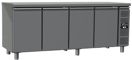 K+T Kühltisch GN 1/1, Korpushöhe 650 mm, abgekantete Arbeitsplatte, 4 Abteile, Zentralkühlung