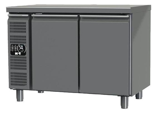K+T Kühltisch GN 1/1, Korpushöhe 700 mm, abgekantete Arbeitsplatte, 2 Abteile, Zentralkühlung