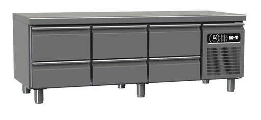 K+T Snackkühltisch GN 1/1, Korpushöhe 475 mm, abgekantete Arbeitsplatte, 3 Abteile, steckerfertig