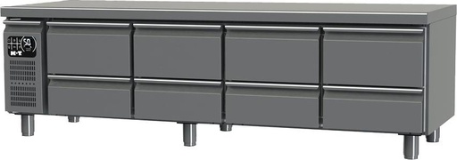 K+T Snackkühltisch GN 1/1, Korpushöhe 475 mm, abgekantete Arbeitsplatte, 4 Abteile, Zentralkühlung