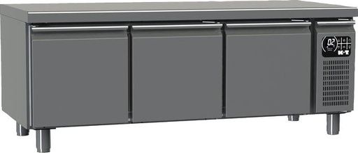K+T Snacktiefkühltisch GN 1/1, Korpushöhe 475 mm, abgekantete Arbeitsplatte, 3 Abteile, Zentralkühlung