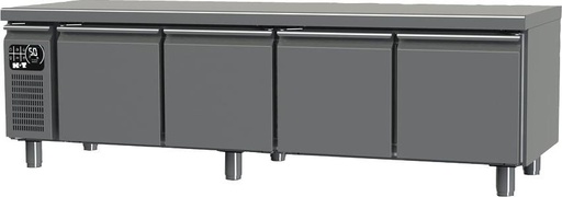 K+T Snacktiefkühltisch GN 1/1, Korpushöhe 475 mm, abgekantete Arbeitsplatte, 4 Abteile, Zentralkühlung