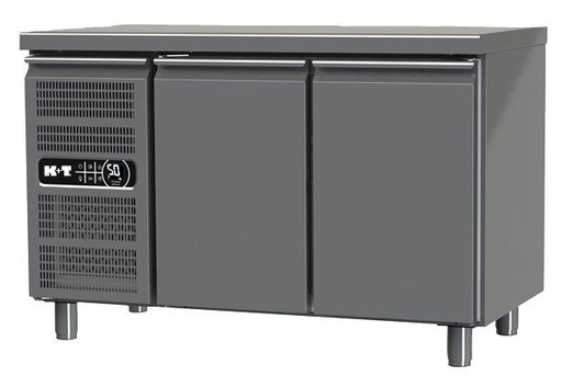K+T Tiefkühltisch GN 1/1, Korpushöhe 700 mm, abgekantete Arbeitsplatte, 2 Abteile, steckerfertig