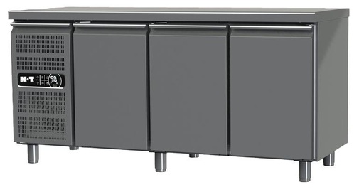K+T Tiefkühltisch GN 1/1, Korpushöhe 700 mm, abgekantete Arbeitsplatte, 3 Abteile, steckerfertig