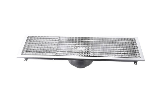 Bodenablauf aus Edelstahl - vertikaler Abgang - 900 x 300 x 180 mm