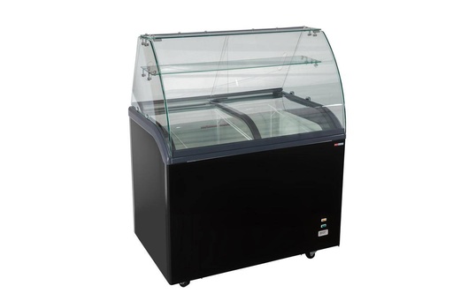 Speiseeisvitrine mit Glas-Schiebedeckel – 6 x 5 L – 273 L – schwarz