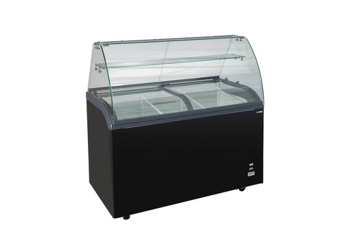 Speiseeisvitrine mit Glas-Schiebedeckel – 9 x 5 L – 278 L – schwarz