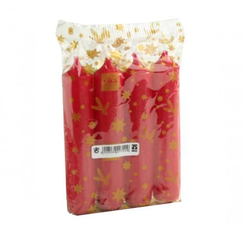 Kerzen Adventskerzen (Typ 8er) 130 x 25 mm, rot | 4 Stück/Pack