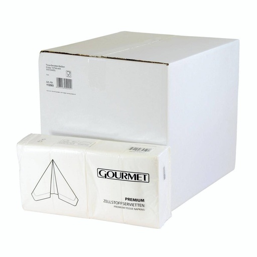 Tissue Servietten 33 x 33 cm, 2-lagig, weiß, 1/8 Falz | 2000 Stück/Karton