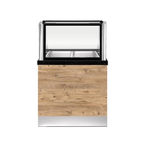 PRO LINE Bain-Marie 2x 1/1GN, 80x88x134cm, schwarzer Granit, LED Beleuchtung