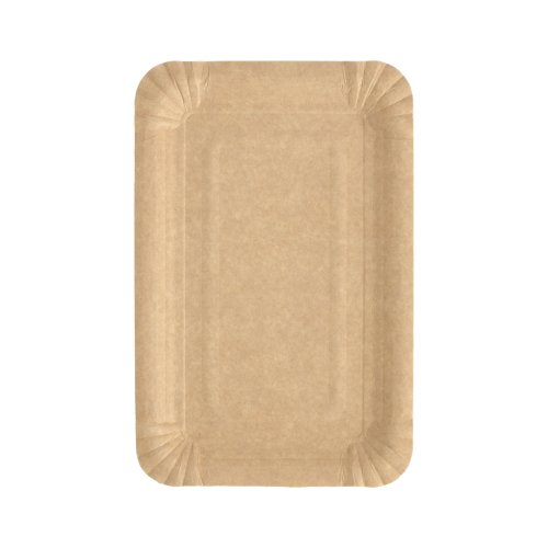 4 x 250 Teller, Pappe "pure" eckig 13 cm x 20 cm braun